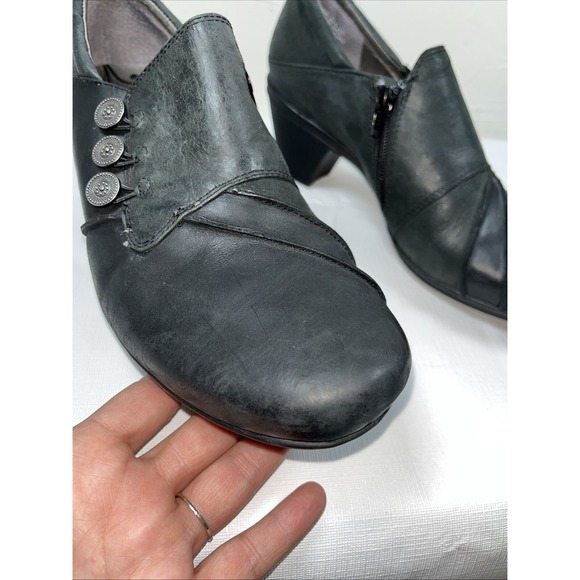 Abeo B.I.O Womens Rikki Black Leather Zip Loafer Bootie Shoes Sz 9.5M Comfort - Picture 14 of 16